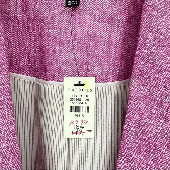 Talbots Plus Linen Herringbone Blazer Size 16W - Picture 5 of 11
